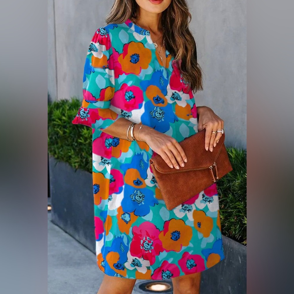 🌸 Ruffle Sleeve Floral Shift Dress 🌸